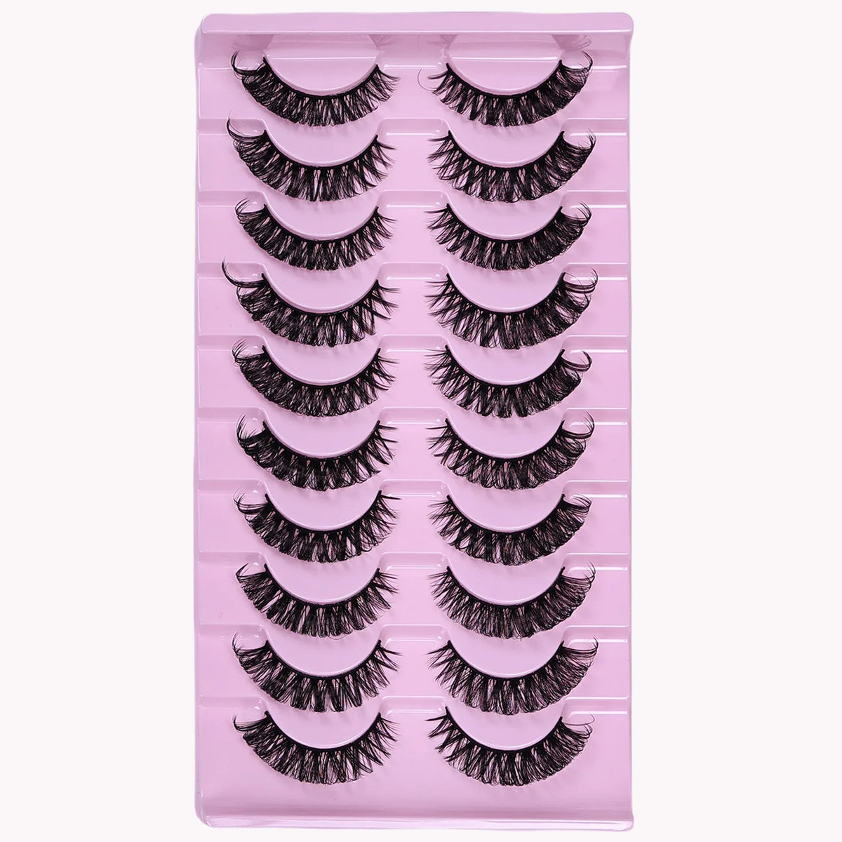 10 Pairs D Curl Russian Strip Lashes | Fluffy Volume False Eyelashes for a Dramatic Cat Eye Look