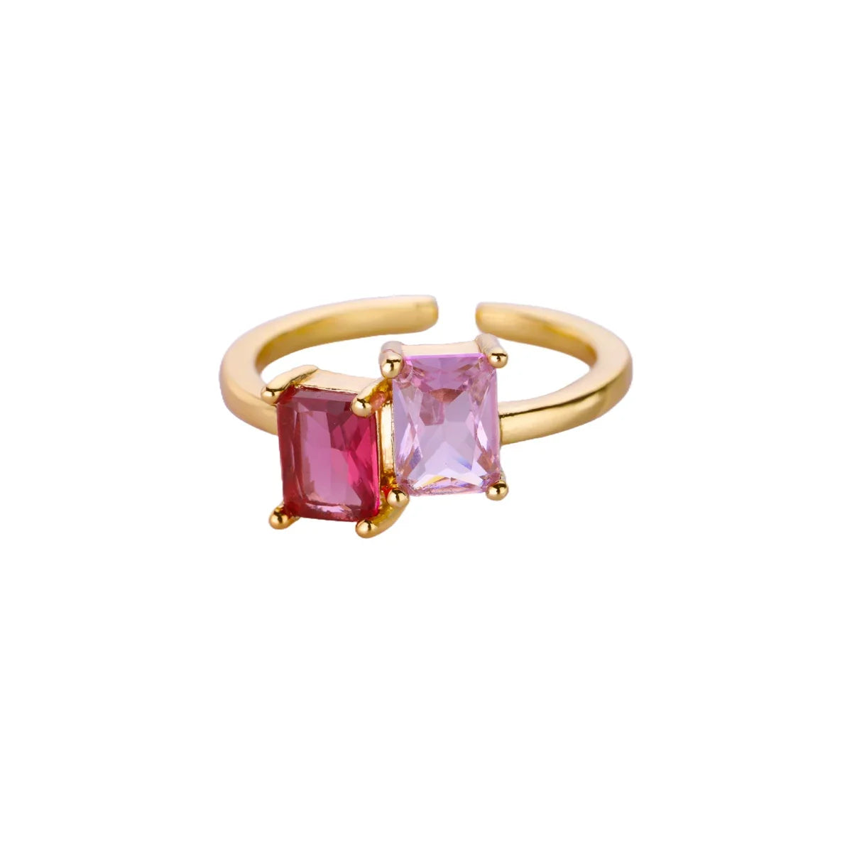 Stainless Steel Zircon Square Ring for Women 18K Gold Plated 2 Colors Adjustable Ring Hypoallergenic Dainty Trendy Jewelry