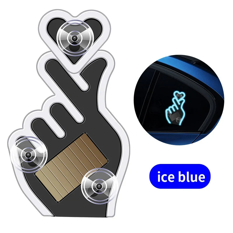 Solar Finger Heart LED Night Light | USB Solar Ambient Lamp for Car, Room, Party