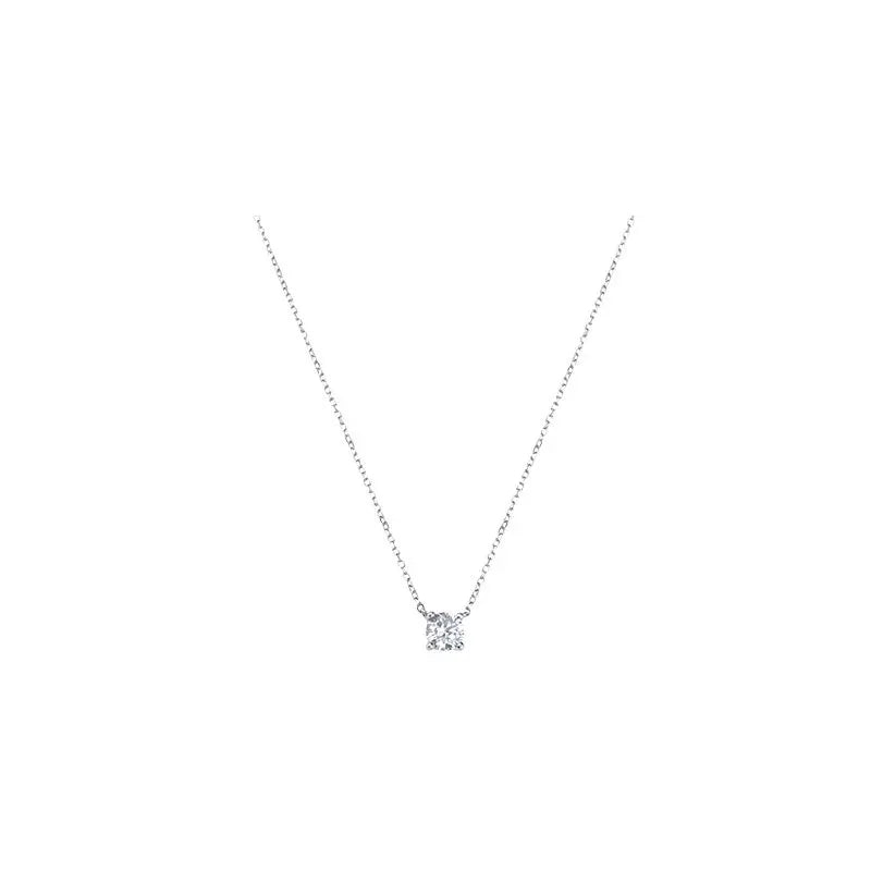 925 Sterling Silver 18k Gold Plated Necklace Versatile Single Sparkling Zircon Clavicle Chain for Women Wedding Jewelry