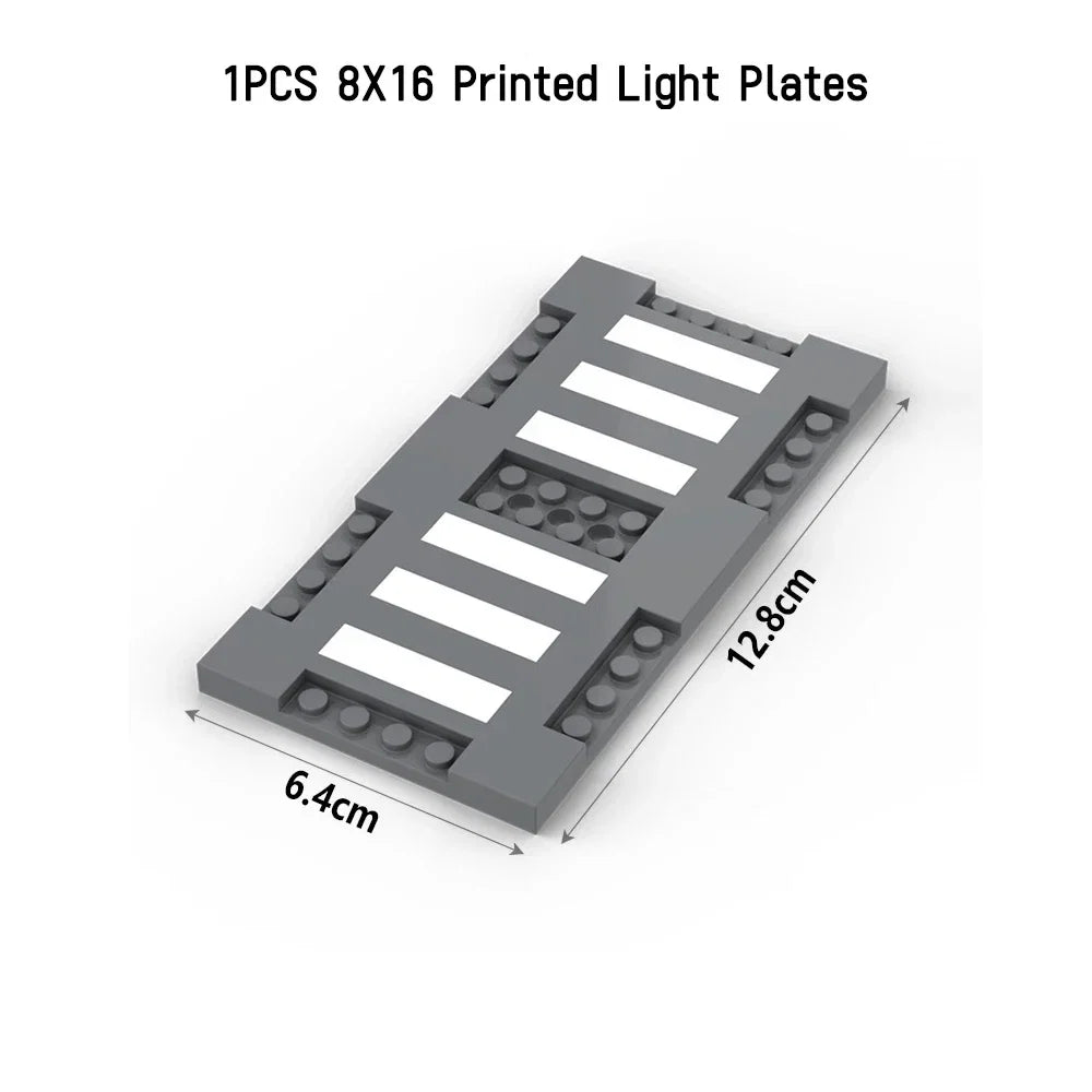 City Road Street Baseplate Building Blocks | Pedestrian Crossing Base Compatible with Major Brands