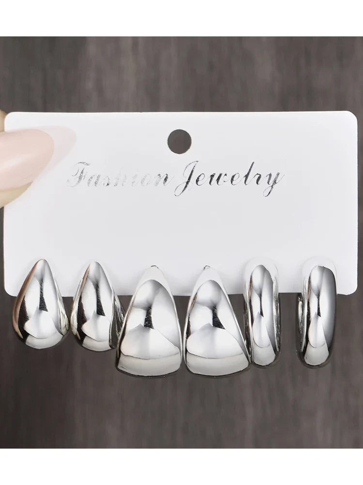 12pcs/Set Classic Fashion Twist C Shape Tear Drop Design Women's Gold-Color Earrings For Daily Workplace And Party Outfits 2024
