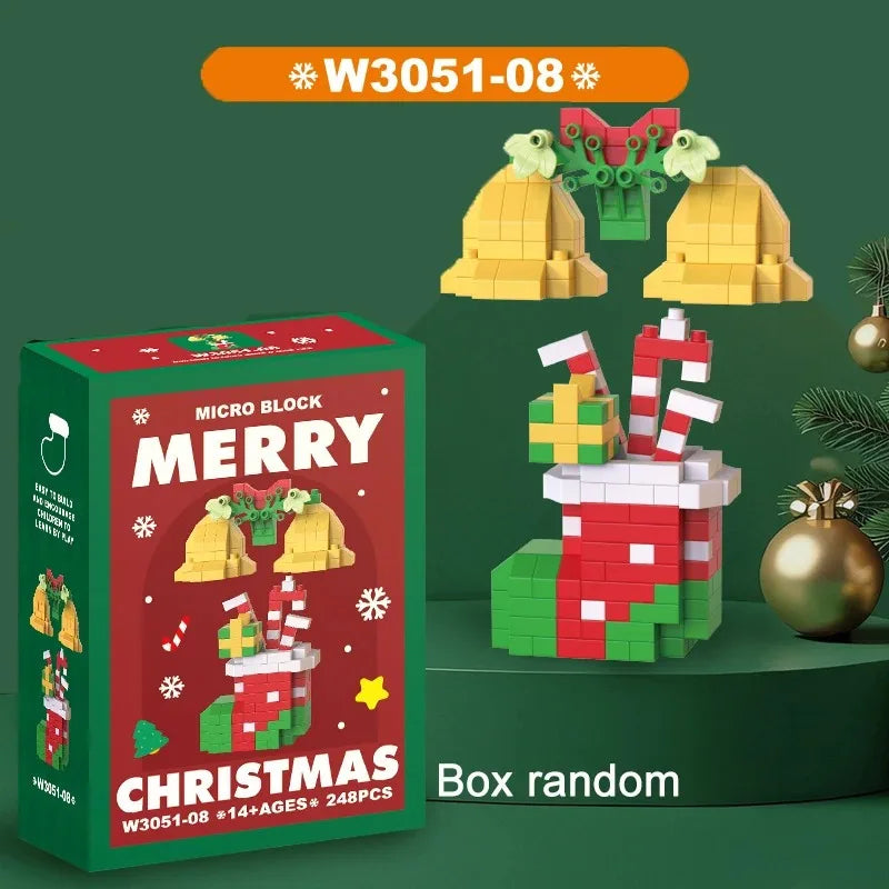 Christmas Micro Building Block Set | Santa and Reindeer Puzzle Toy