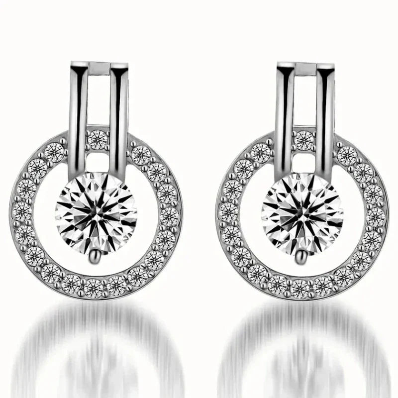 Exquisite Fashion Chic Round Zircon Earrings Casual Ins Assorted Niche High-grade Sense Selling Elegant Accessories