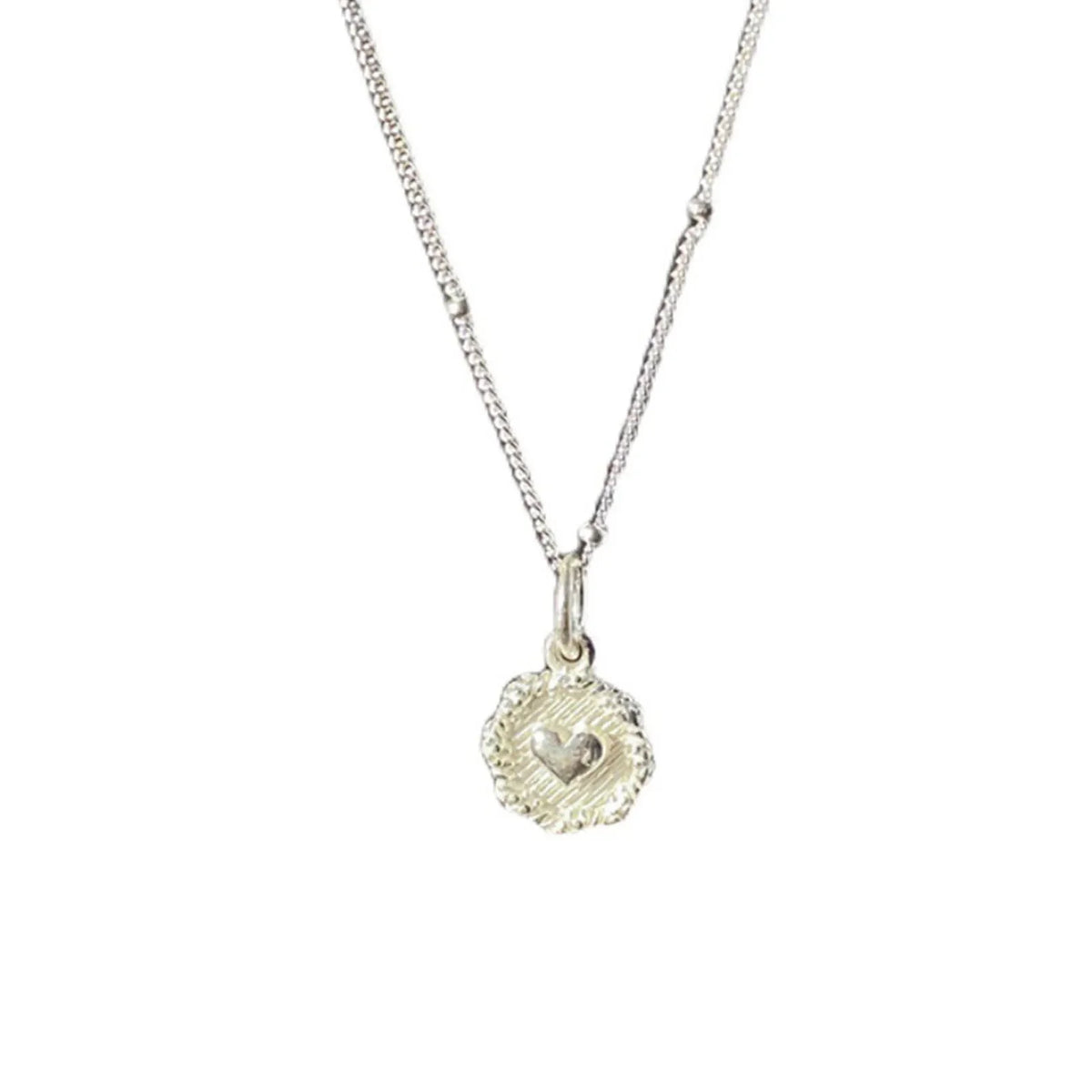 925 Sterling Love Heart Texture Bead Necklace for Women Girl Stereoscopic Design Double Sided Jewelry Gift Wholesale