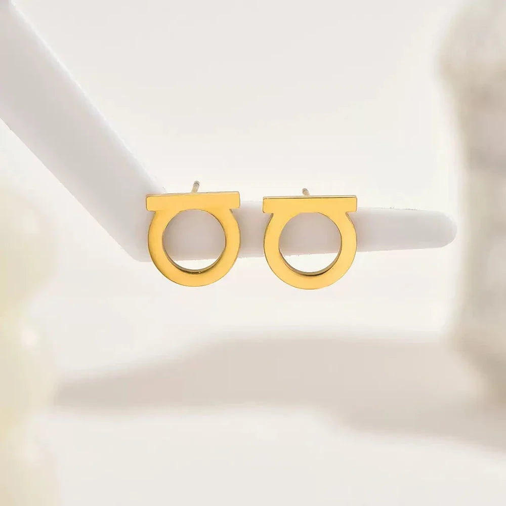 DOTIF Stainless Steel Simple Personalized Design Light Luxury Earrings Female D Letter Fashion Commuter Ear Jewelry Party Gifts