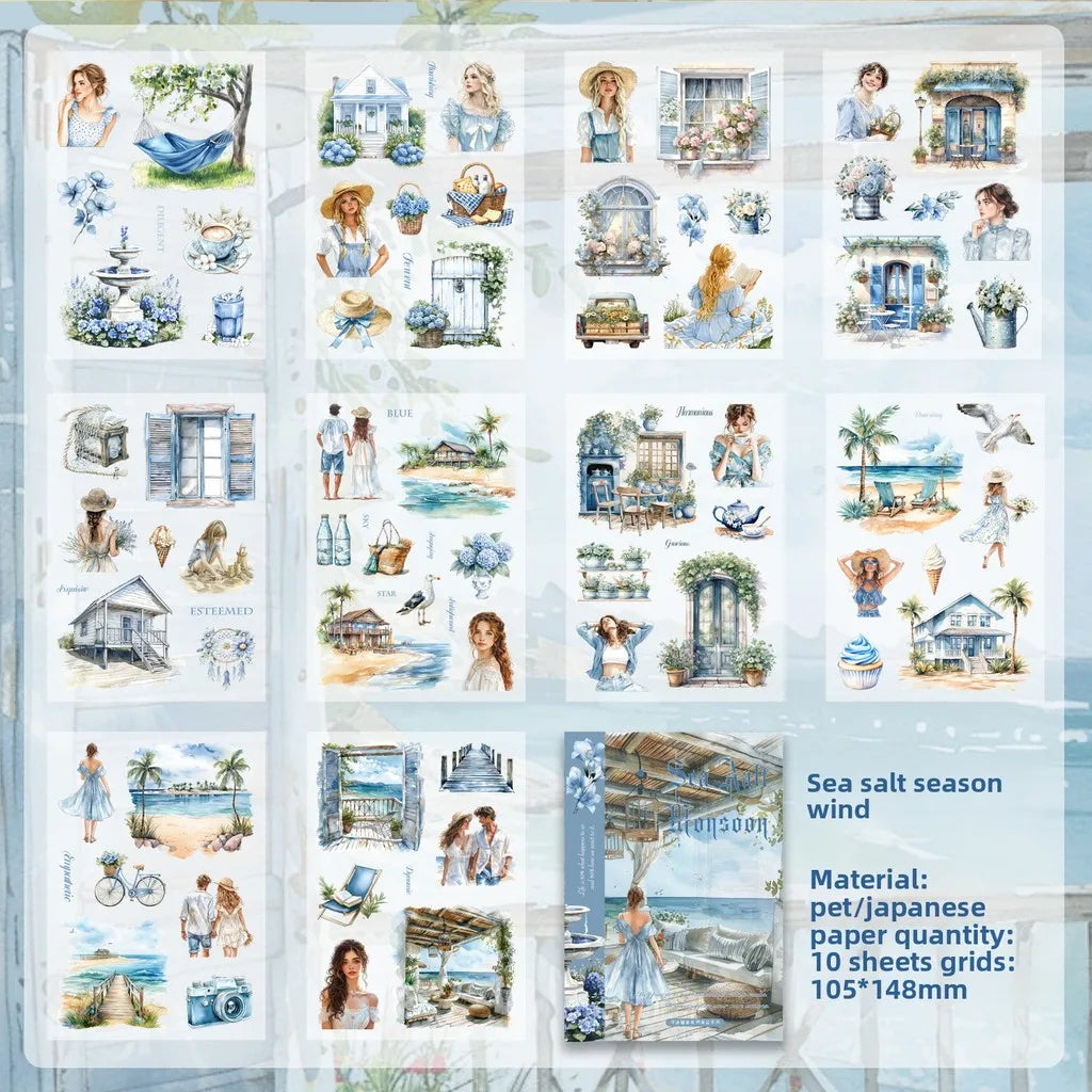 Vintage PET Washi Sticker Sheets | 10 Pack for Junk Journaling