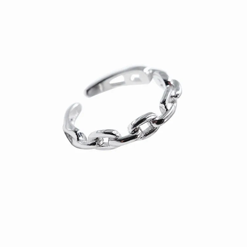 925 Sterling Silver Cuba Chain Opne Rings For Women Engagement Wedding Luxury Fine Jewelry Wholesale