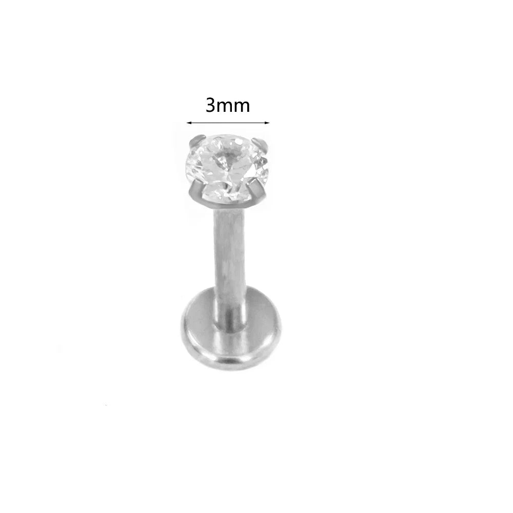 100% 316L Surgical Steel Flower Labret Piercing Butterfly Bee Tragus Snake Cartilage Helix Flat Back CZ Earrings Body Jewelry