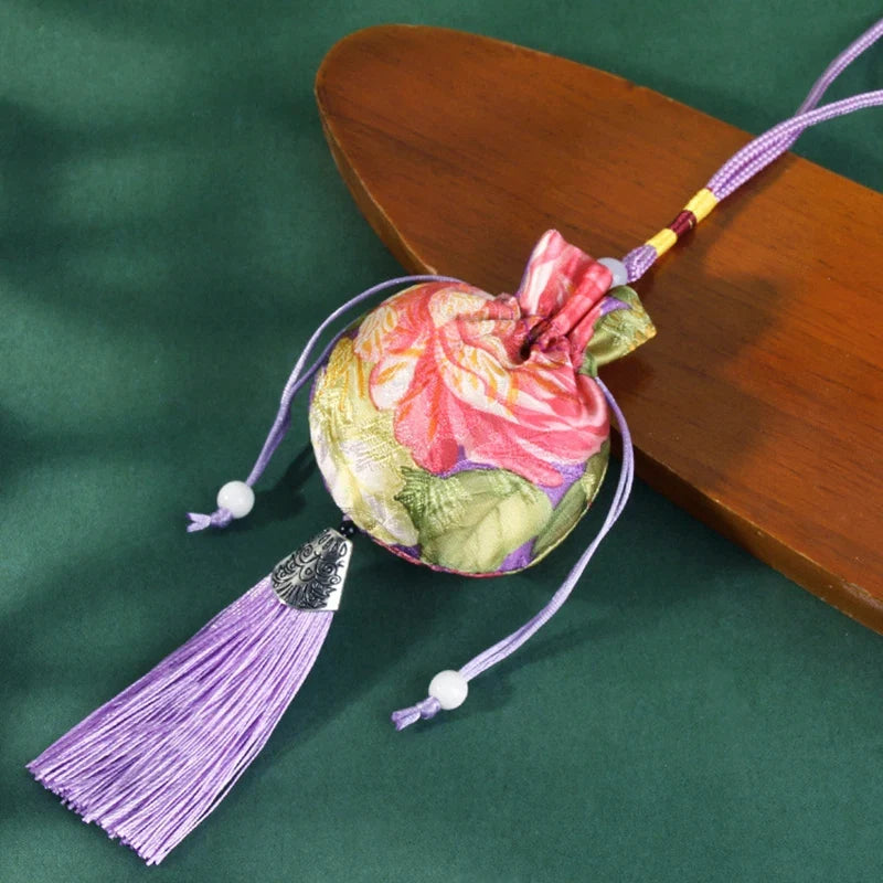Chinese Style Embroidery Tassel Gift Pouch | Lotus Scented Sachet Bag
