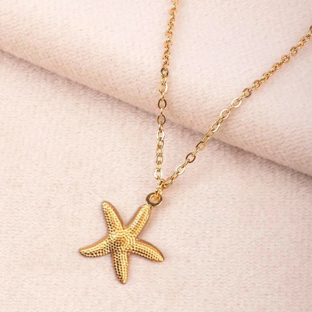 DOTIFI Beach Wind Shell Starfish Pendant Pendant Stainless Steel Necklace Female Fashion Simple Personalized Necklace Jewelry