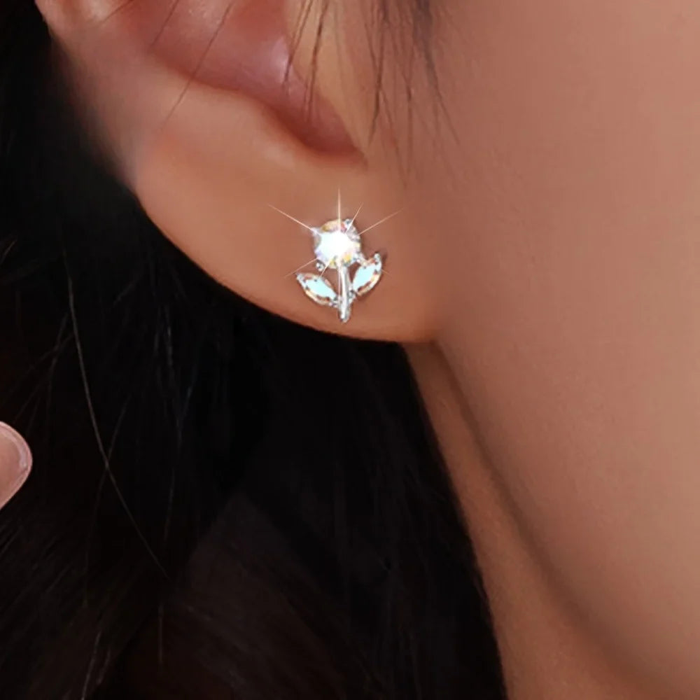 Fruit Bubble Colorful Zircon Flower Earrings Women's Fashion Personality Trendy Luxury Forest Earrings Versatile Ins