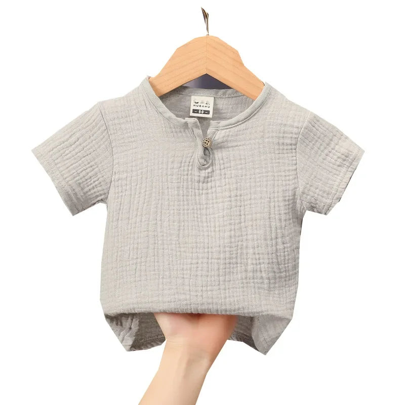 Kids Cotton Linen Long Sleeve T-Shirt | Soft Casual Top for Babies and Toddlers