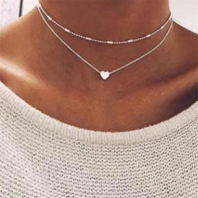 Tiny Heart Necklace for Women | Short Chain Pendant Necklace Gift