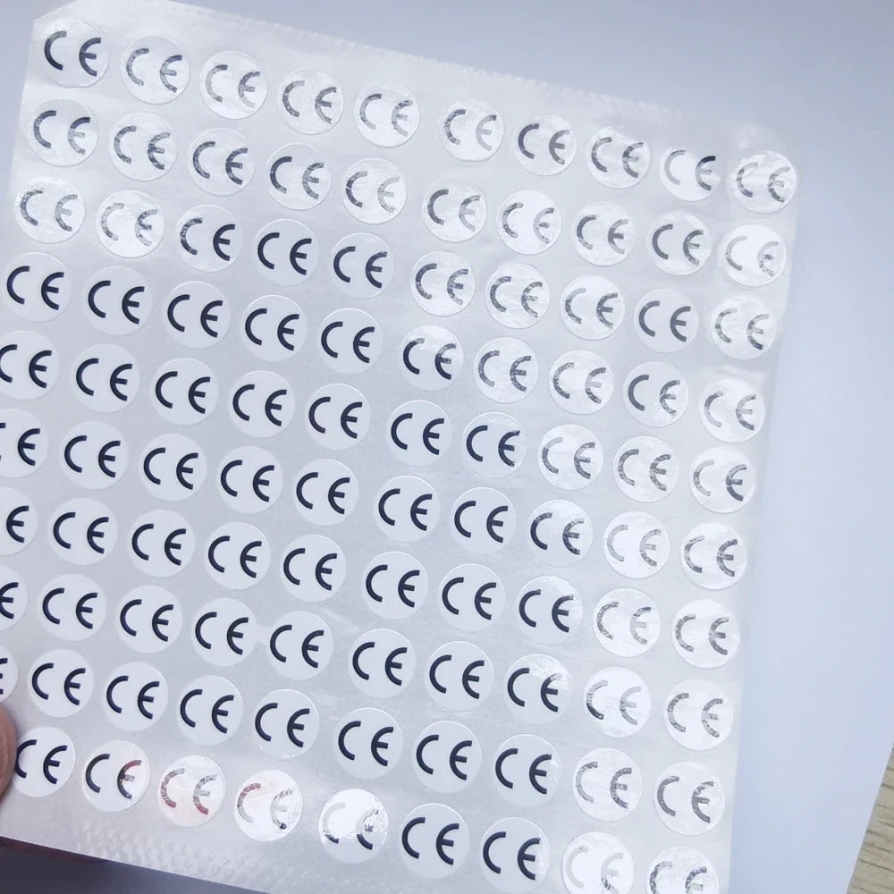 1cm Round CE Sticker | White, Silver, Holographic, Clear Base Circle Label 500pcs