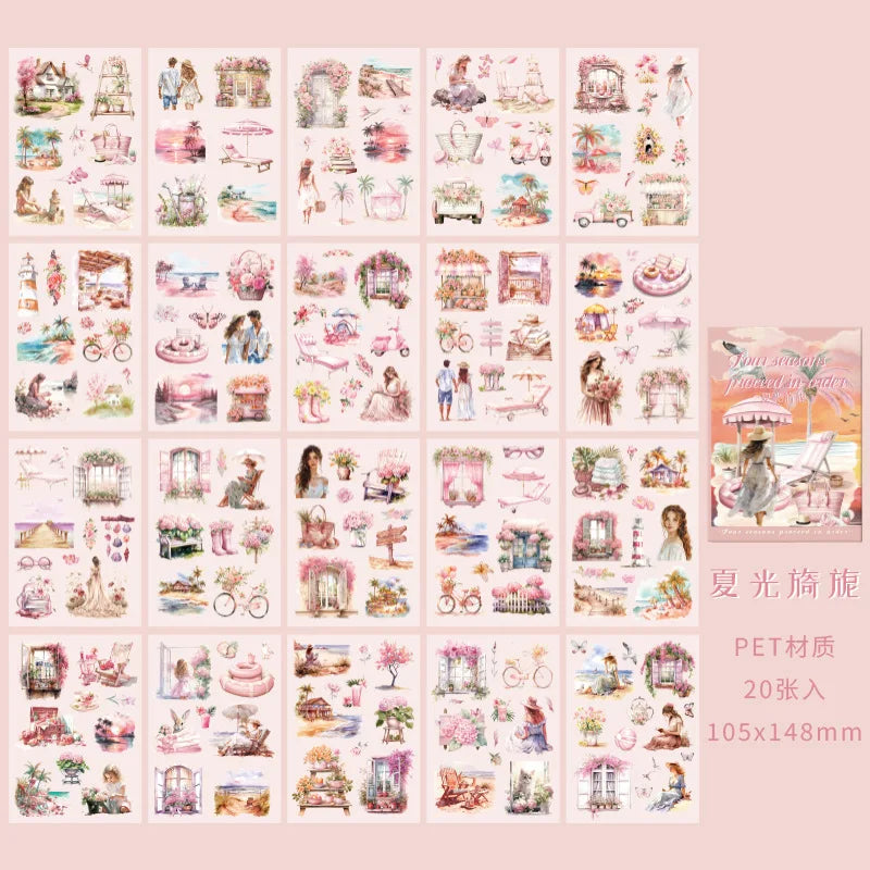 Mr Paper 20Pcs/book Teenage Travelling Decorative Sticker Book | Four Seasons DIY Calendar Diary