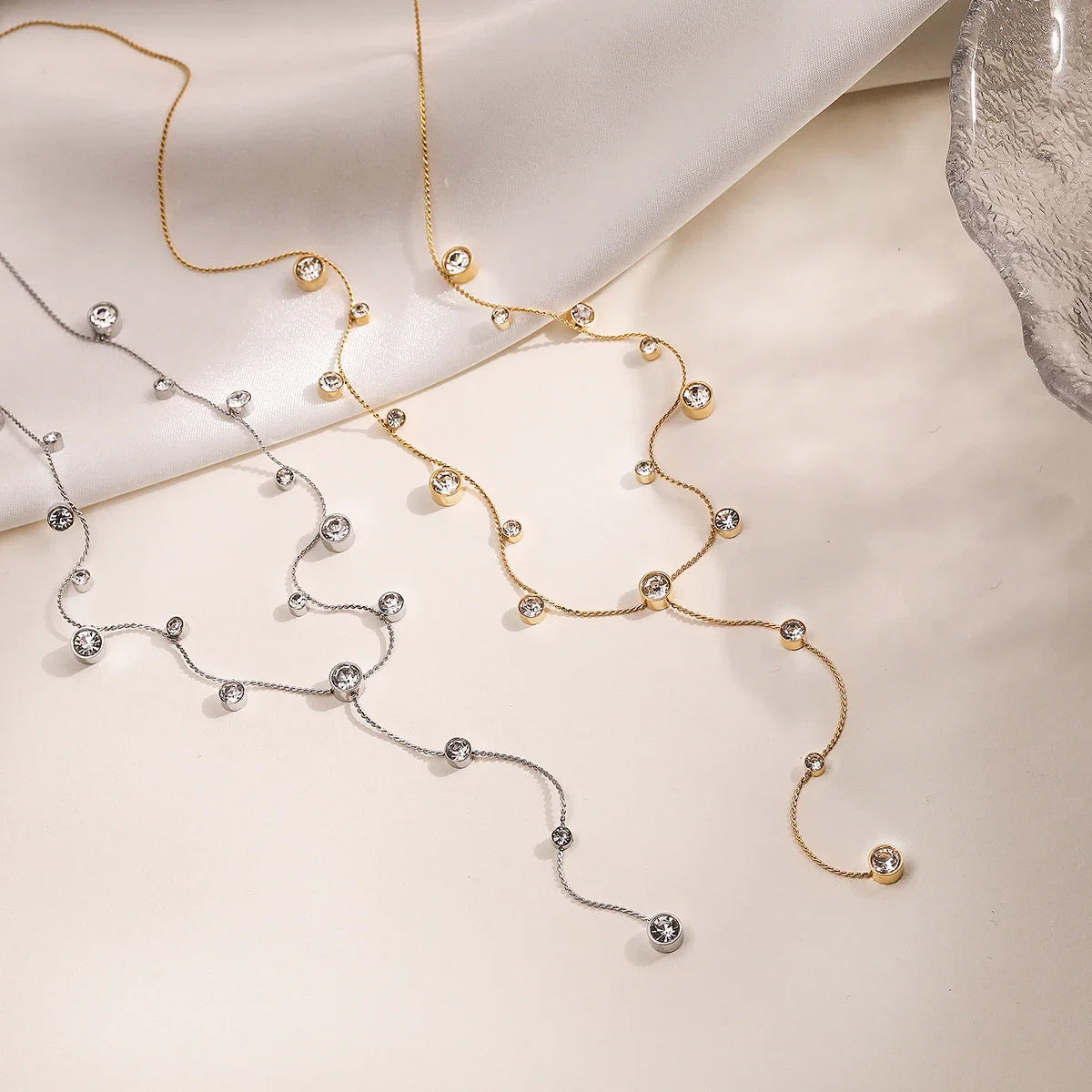 2025 New Arrival Shiny AAA CZ Zircon Silver/Gold Color Choker Necklaces For Elegant Women Stainless Steel Jewelry