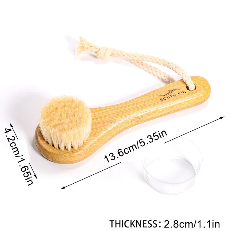 Natural Facial Cleansing Brush | Soft Bamboo Horse Hair Face Brush