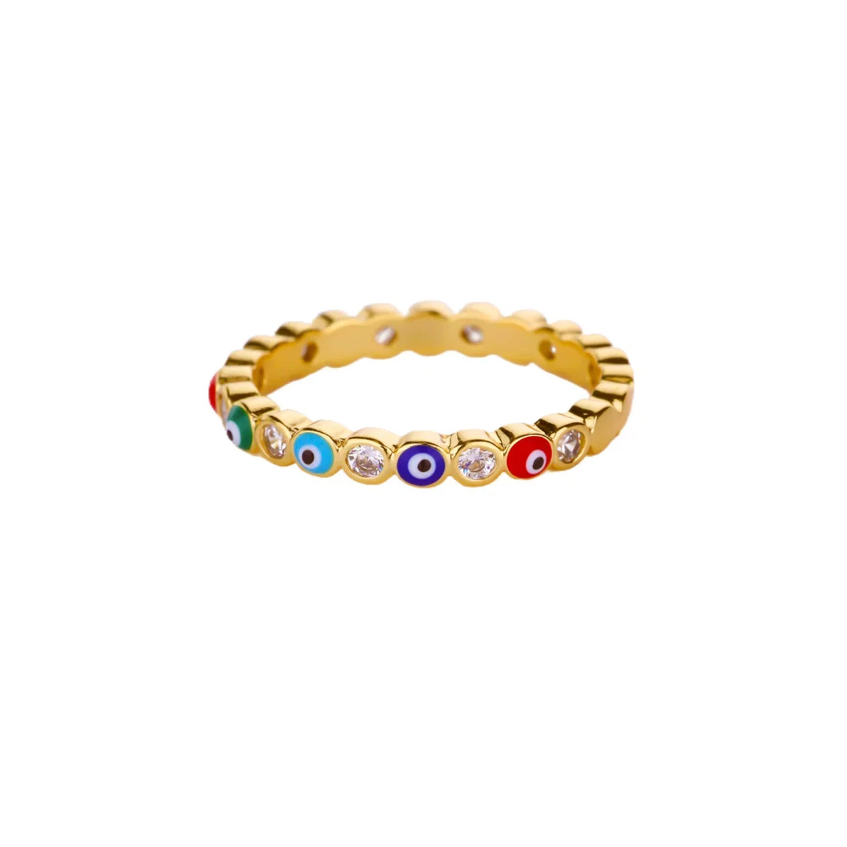Zircon Evil Eye Rings For Women Gold Color Stainless Steel Evil Eye Finger Ring Lucky Aesthetic Turkish Waterproof Jewelry Gift