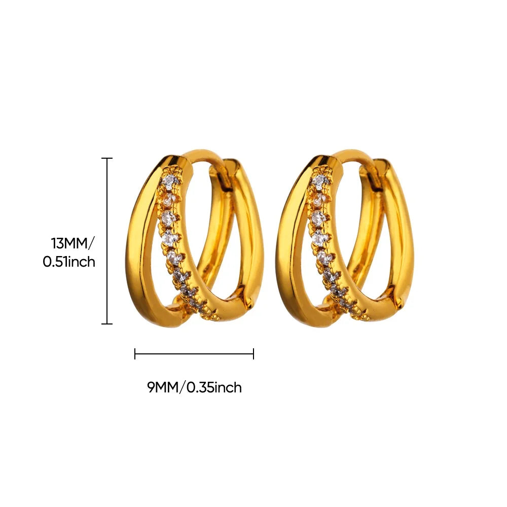 Stainless Steel Circle Earrings For Women Gold Color Aesthetic Zircon Earring Wedding Christmas Fashion Jewelry Accessories Gift