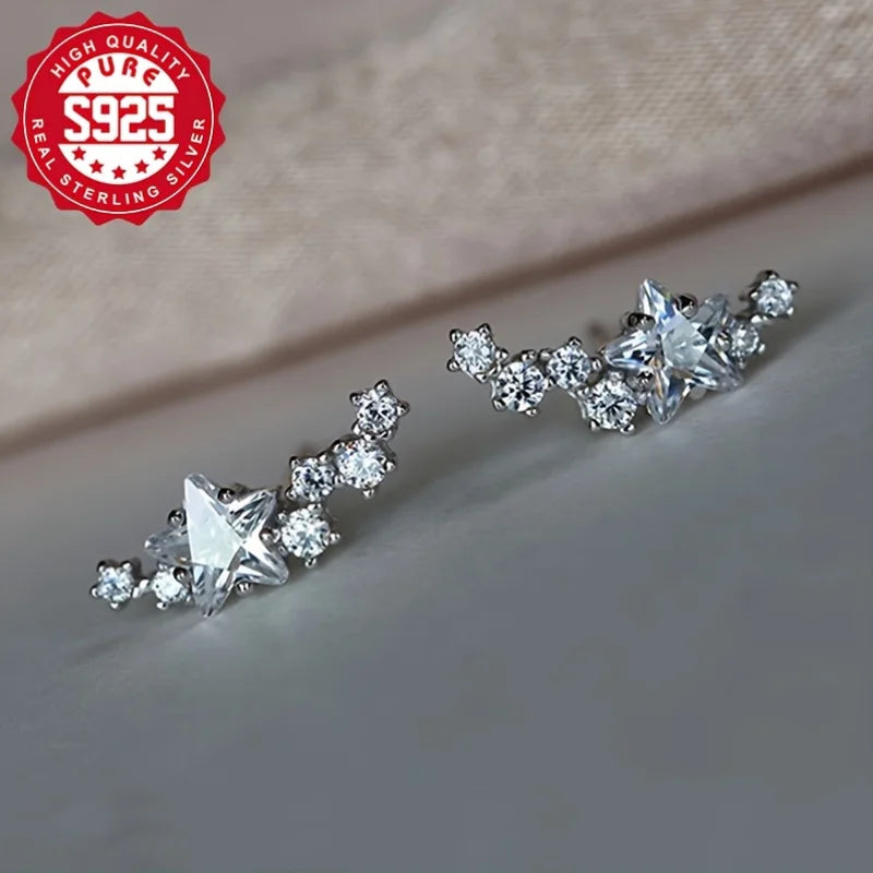 S925 Silver Stud Earrings, S925 Silver, Glittering, Glittering, Glittering, Glittering, S925 Silver
