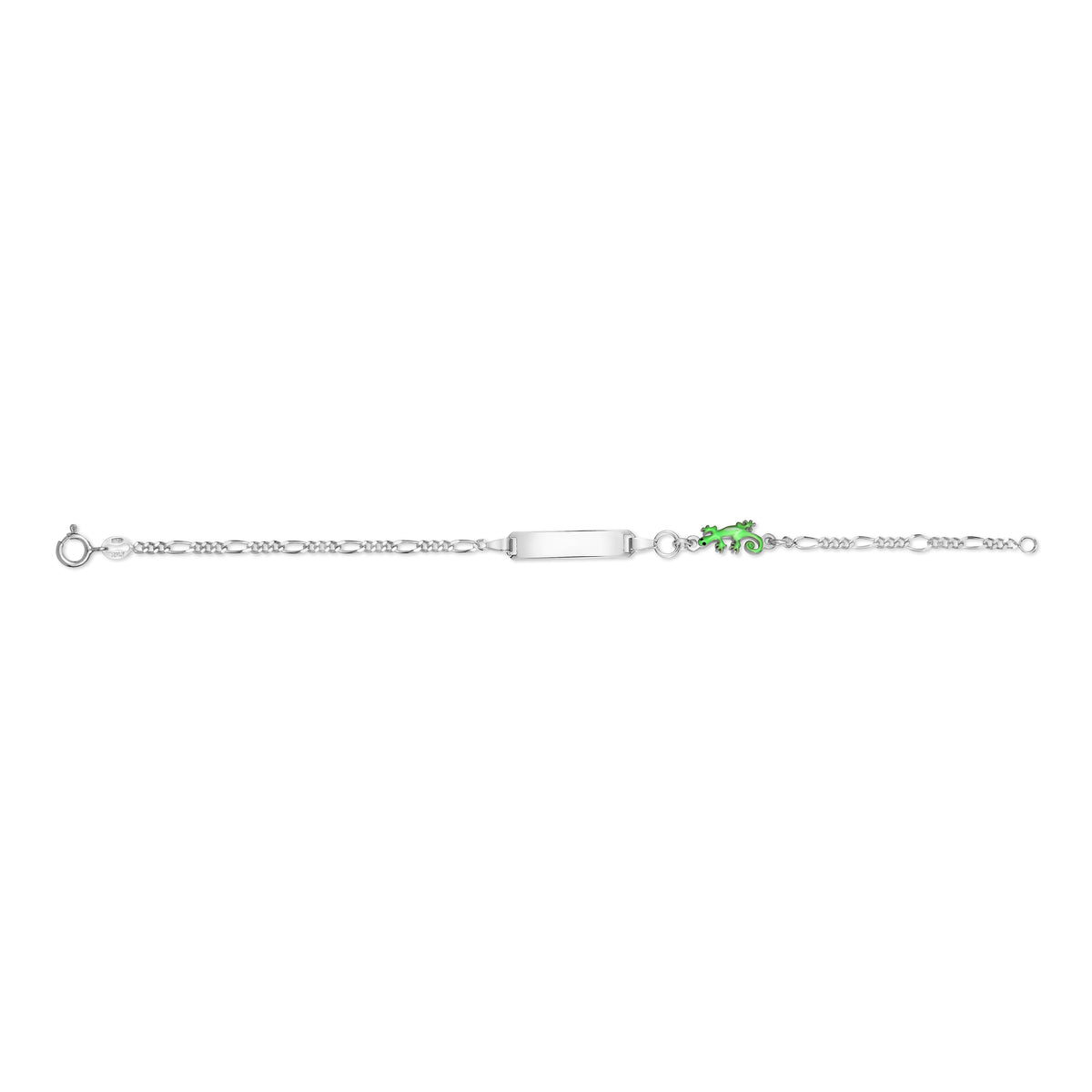 UNICORNJ Sterling Silver 925 Engravable ID Bracelet Figaro Chain for Boys Girls with Enamel Charm 6.5"