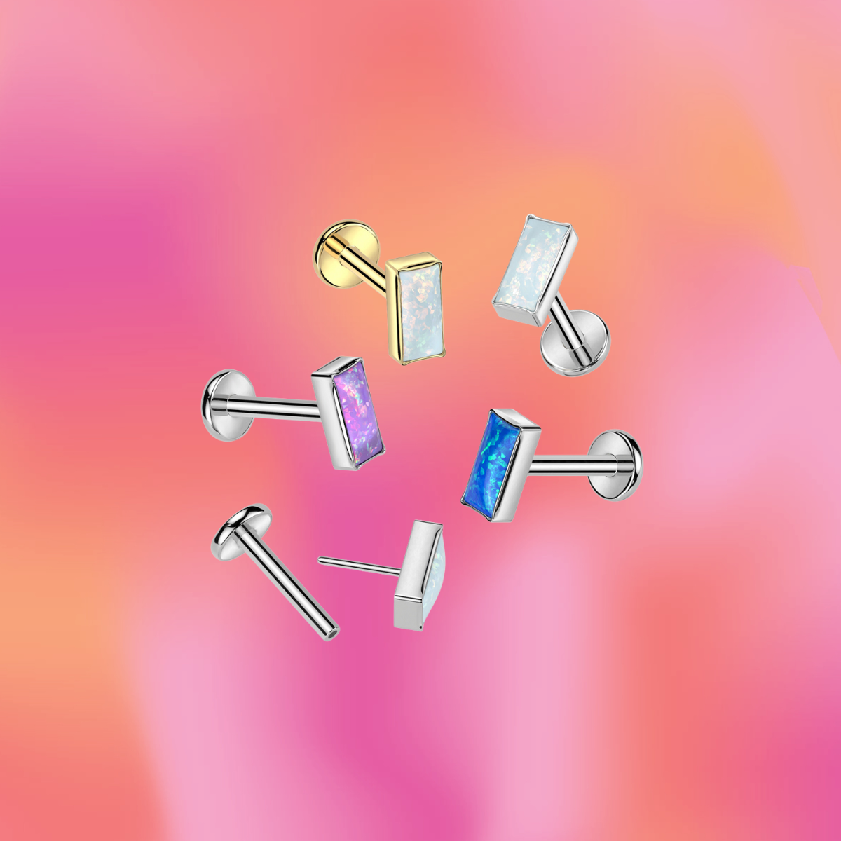 Bezel Rectangle Flat Back Single Stud