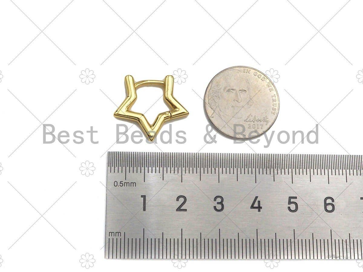 Gold Five Point Star Huggie Earring, Sku#LD61