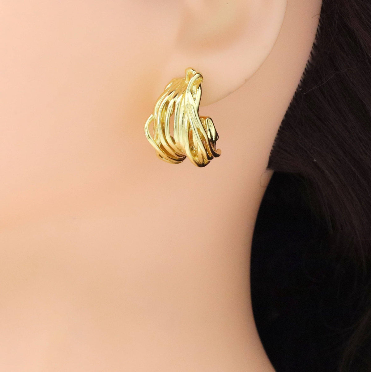 Gold Multi Wire Lines Earrings, Sku#LD565
