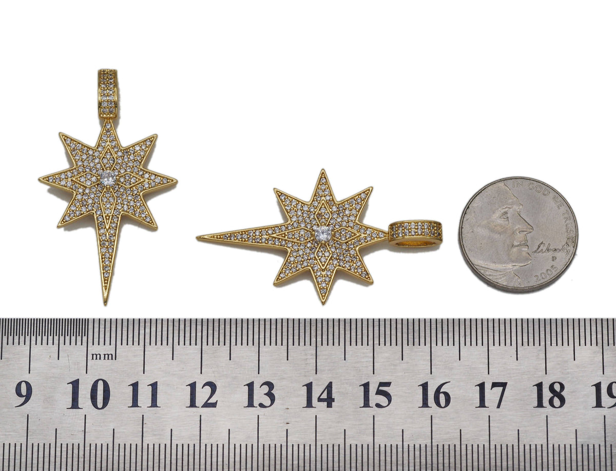 CZ North Star Charm, Sku#LK622