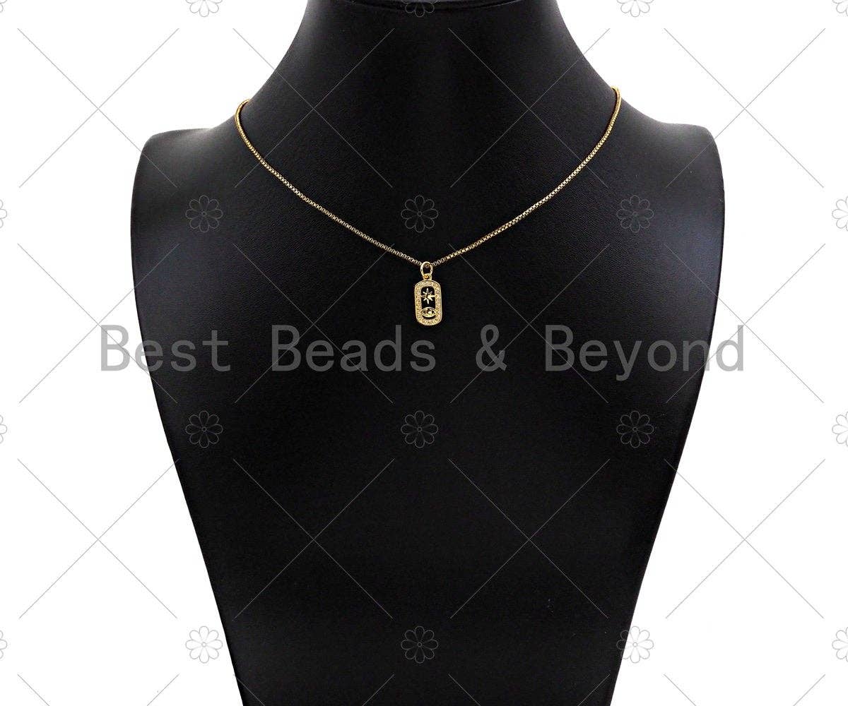 CZ Micro Pave Evil Eye North Star On Oval Shape Pendant/Charm,Cubic Zirconia Charm, Necklace Bracelet Charm Pendant,8x15mm, Sku#LK237