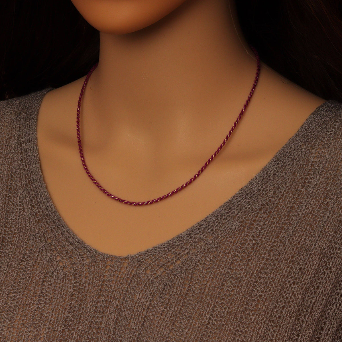 Fuchsia Purple String necklace, FH241