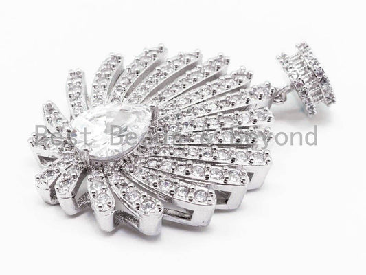 CZ Micro Pave Flower pendant with Teardrop Stone, SKU#L212