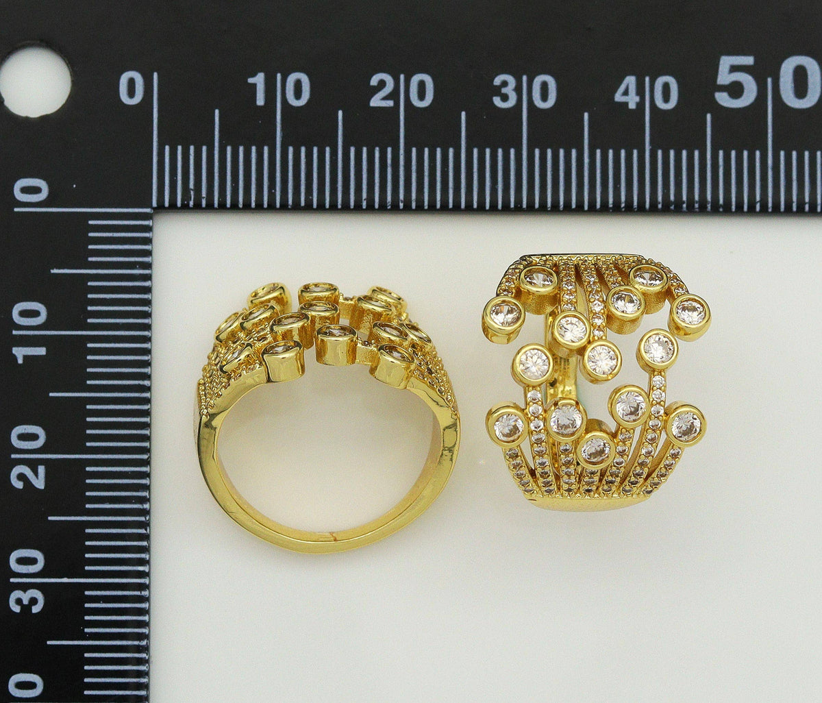 CZ Flower Open Ring, Sku#JL109