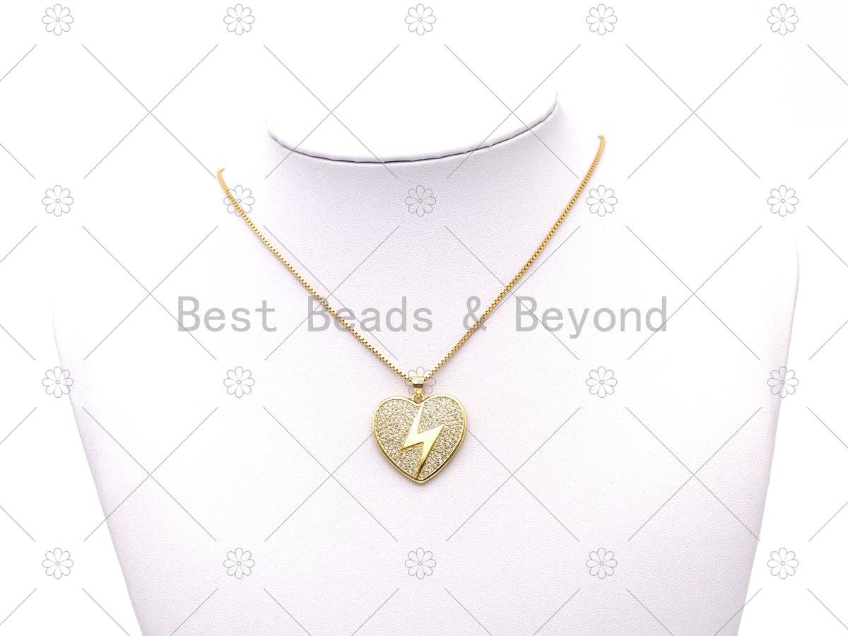 CZ Lightning Heart Charm, Sku#LK556