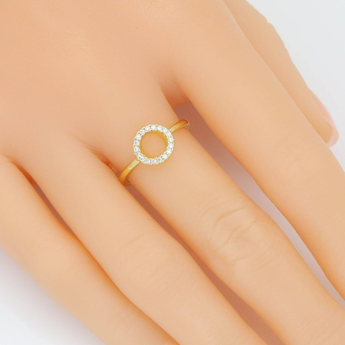 Dainty CZ Circle Ring Statement Adjustable Ring, Sku#LD584
