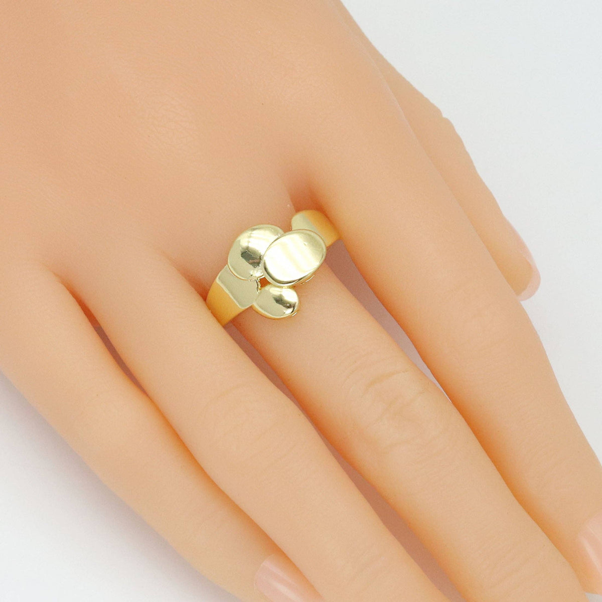 Gold Oval Dot Statement Adjustable Ring, Sku#LD646