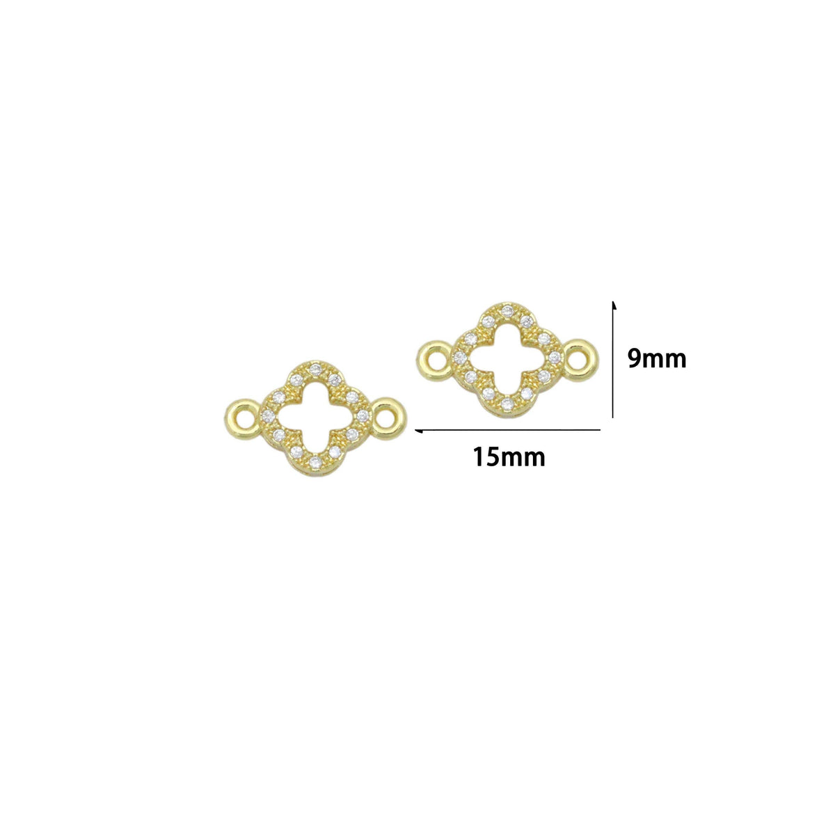 Clear CZ Gold Clover Flower Connecter ,Sku#LD738