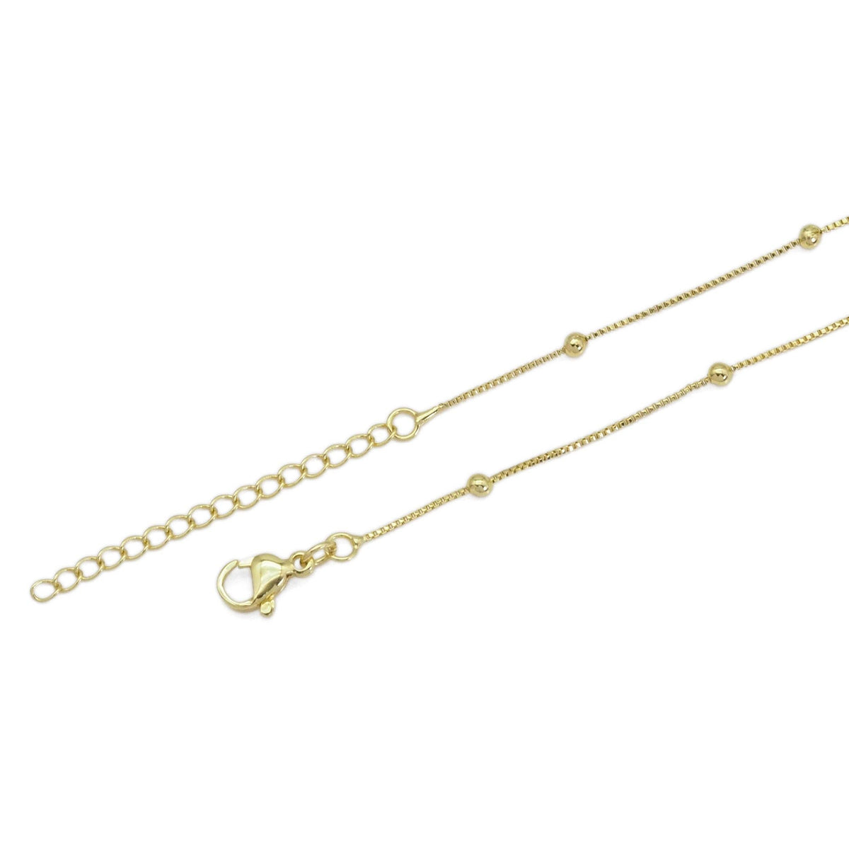 Dainty Gold Box Chain with Satalite ball Adjustable Necklace, Sku#LD493