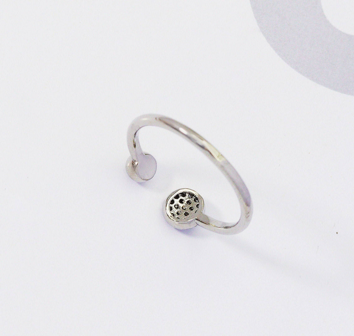 CZ Coin and Ball Open Ring, Sku#B196