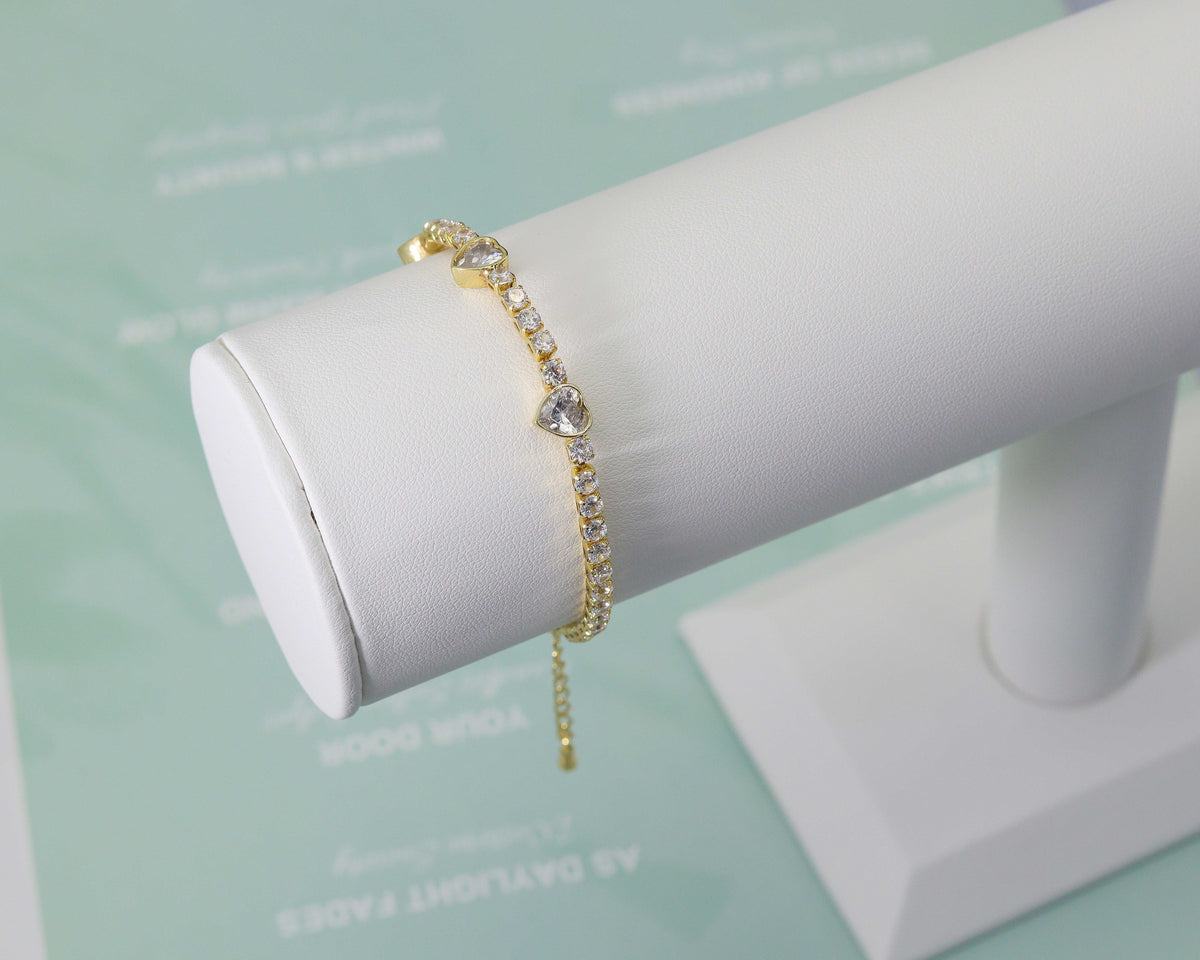 CZ Heart Bracelet, Sku#JL73