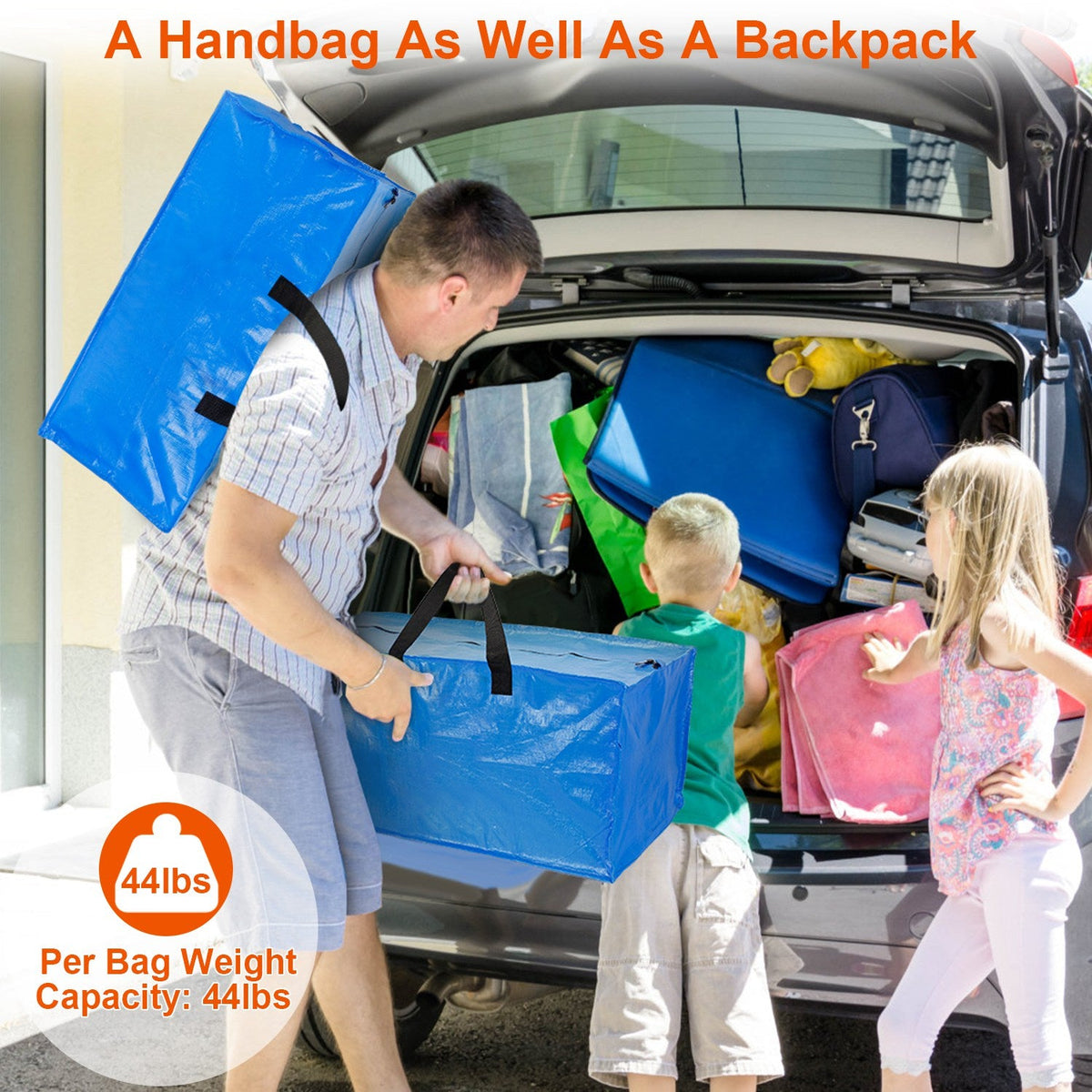 Moving Bags Heavy Duty Storage Totes - Blue 4 Pack