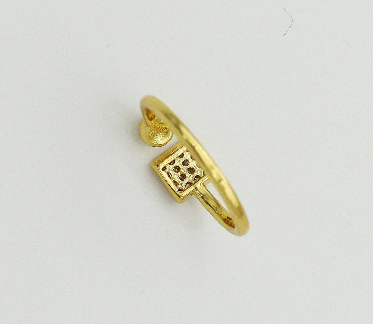 CZ Square and Ball Adjustable Ring, Sku#B186