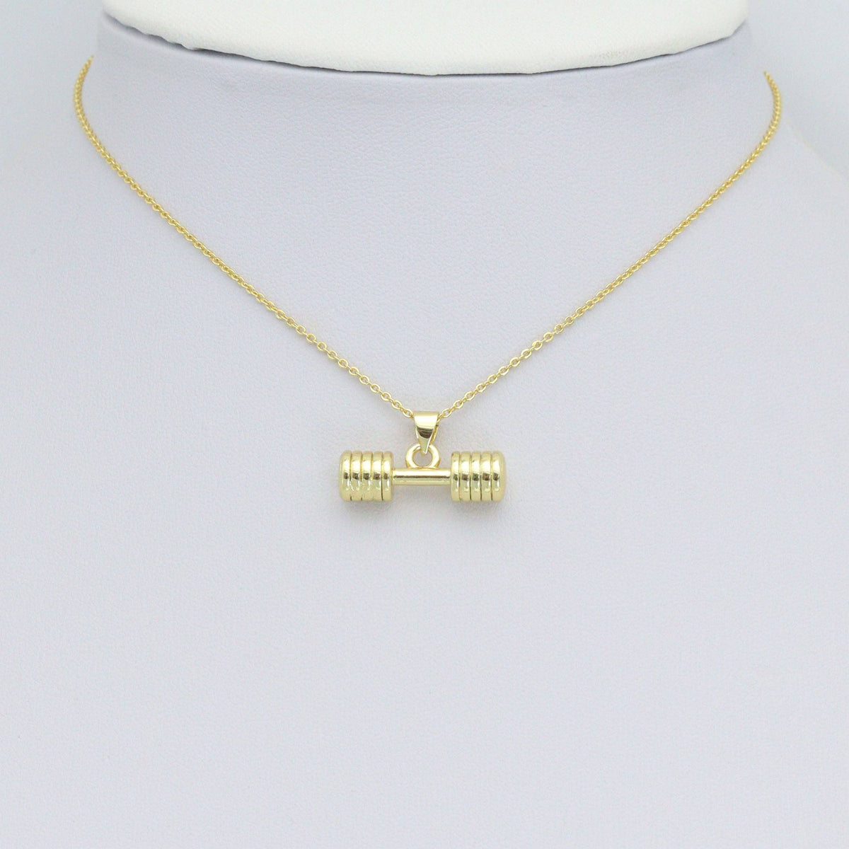 Gold Dumbell Charm Pendant, Sku#Lk1108