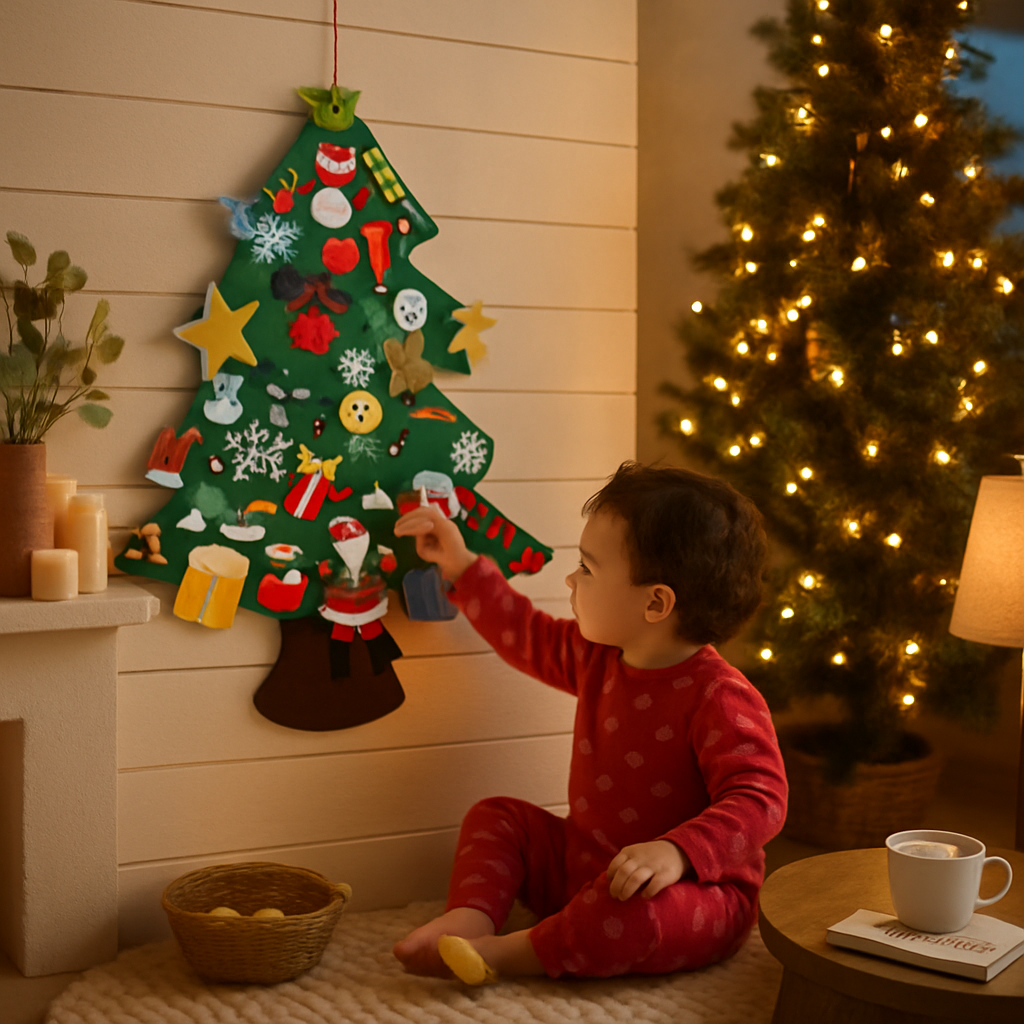 Felt Christmas Tree with Ornaments for Kids
