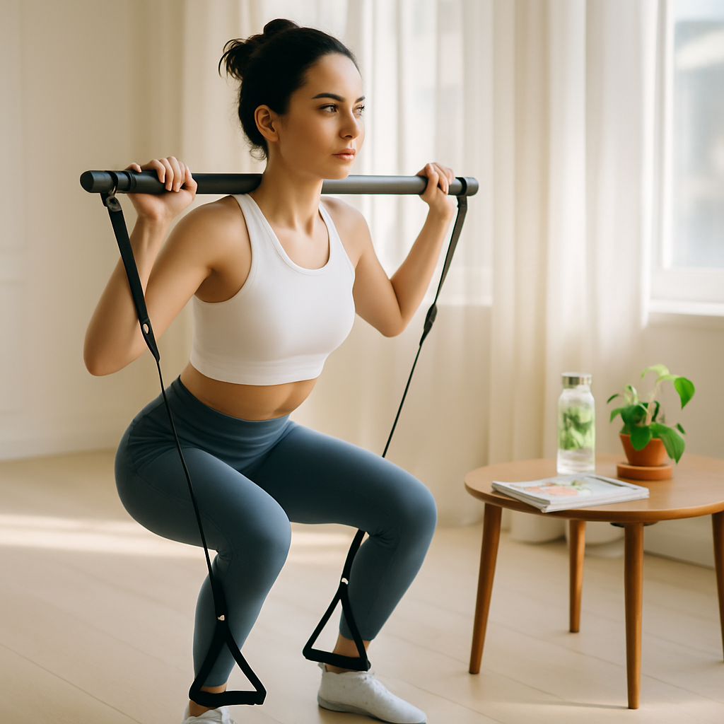 Pilates Bar Kit with Resistance Bands for Full Body Toning