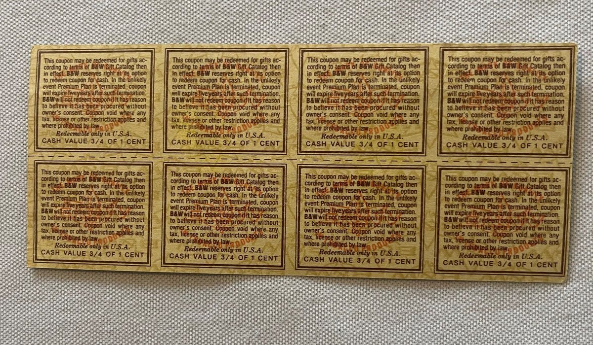 Vintage Raleigh Tobacco š¬ Uncut Sheet 8 B&W Coupons NOS Brown & Williamson Premium Plan 1960s