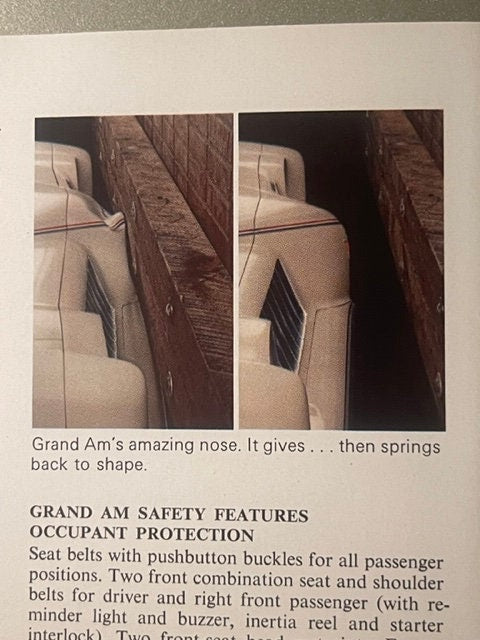 Vintage Pontiac Grand Am Dealer Sales Brochure πΊ Colonnade Sedan, Pontiac Michigan Muscle Car Advertising, Mid-Century Auto Showroom Literatu