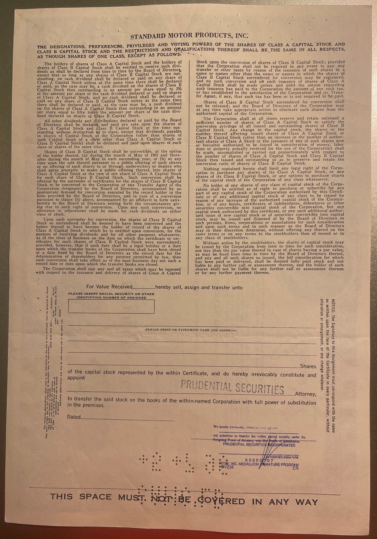 Vintage 1970s Standard Motor Products Stock Certificate π§ NAPA & CARQUEST, New York, Eagle Vignette