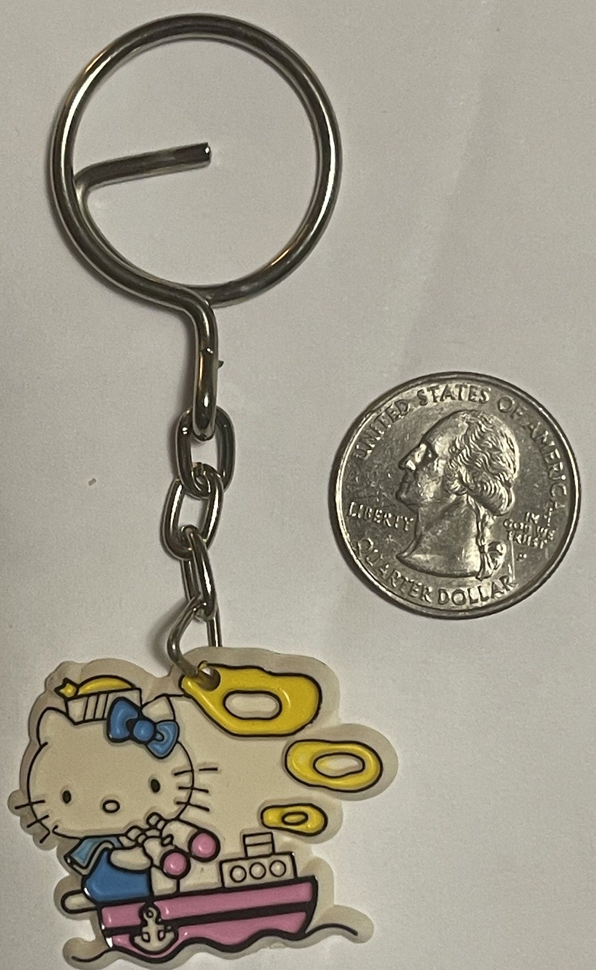 Vintage 1976–1980s Hello Kitty Sailor Boat Keychain 🎀 Taiwan ROC NOS